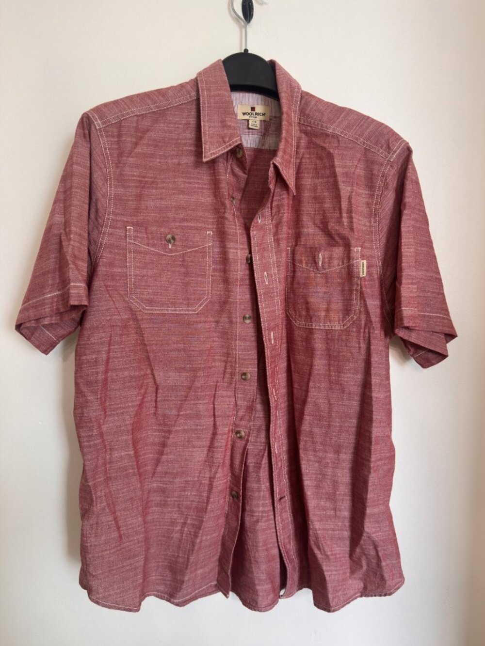WOOLRICH MEN'S SHORT SLEEVE SHIRT SIZE LARGE 100% COTTON